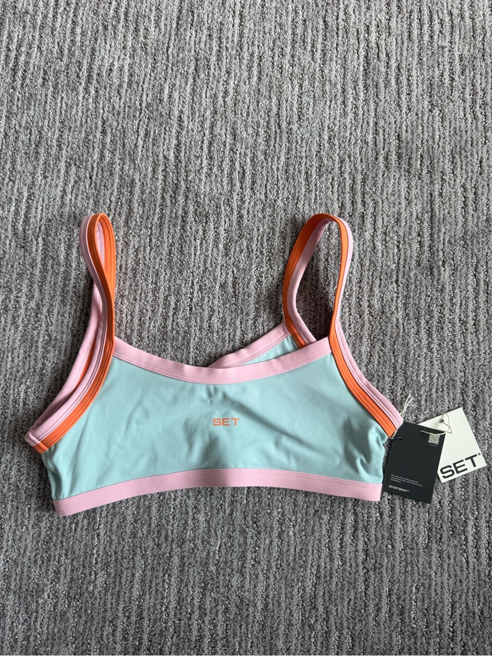 NWT Set Active Sporty Contrast Double Strap Bra - Picture 2 of 2